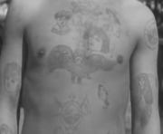 A prisoner's tattoos, 1940s