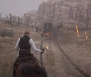 Arizona torching one of the supply wagons