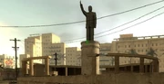 The statue of Saddam in 