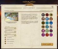 The faction selection screen for the campaign