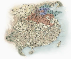 200, Gao Gan - Wine, Yuan Shao - Dark Blue, Fellow Vassals - Light Blue, Enemies - Red