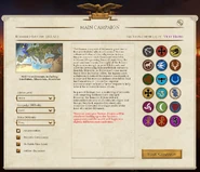 The faction selection screen for the campaign