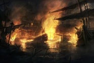The Fire artwork, depicting the Battle of Vigo Bay, artist: Rado Javor
