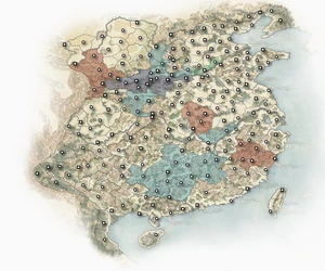 194 - Zhong Yang (Green), Li Jue (Dark Blue), Fellow Vassals (Light Blue), Enemies (Red)