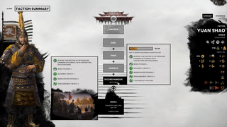 Faction summary screen in Total War: Three Kingdoms
