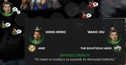 This pop-up window in 's relation tab shows the harmonious relationship decided by traits between him and 