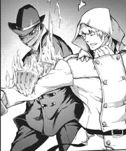 He can cover part of himself in fire...