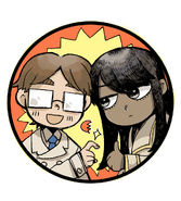 Neil and Eva pin design via Kan Gao's Twitter (art by Puré)