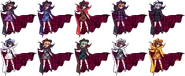 Las diferentes paletas de colores de Sumireko de AoCF y ULiL, las dos últimas se agregaron en AoCF v1.10