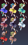 Los colores de Sanae de Touhou Hisoutensoku