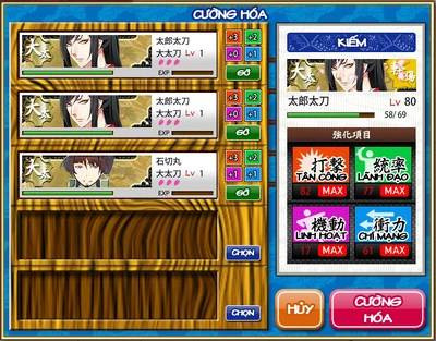 Chọn kiếm để cường hóa