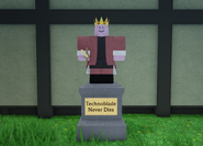 The statue of Techblade as seen in The Lobby.