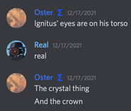 The crystals on Ignitus' torso and crown are actually his eyes.