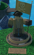 Golden pirate statue and the plate.