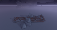 A frozen ship seen at the outskirts of the map.