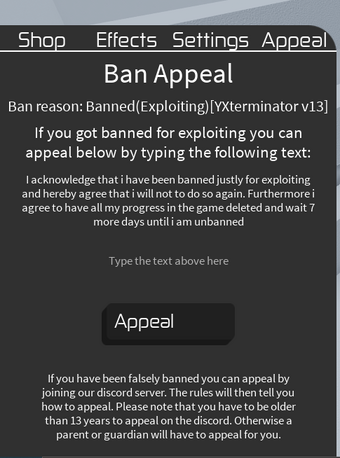 Tower Of Hell Appeals Tower Of Hell Wiki Fandom - roblox exploiting ban