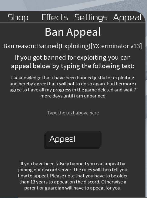 Tower Of Hell Appeals Tower Of Hell Wiki Fandom - how to make a ban appeal on roblox
