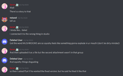 A conversation in Discord showing that uwuPyxl likes the version seen currently in-game better than the updated version of the model with the intended updates BriefSerendipity sent.