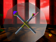 The Blue Crystal Rod and the Ruby Mace in the secret area