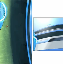 Half picture of the giant floating stone in left side