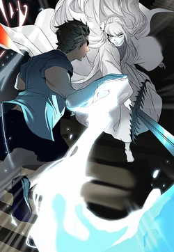 Bam from Tower of God anime, in knight armor, in bac