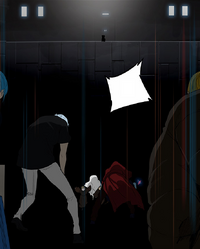 Pedro teleporting the Regulars to his office