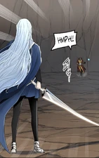 Maschenny holding her white lance to fight Jeok