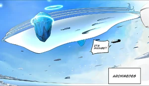 A clear view of the blue giant floating stone