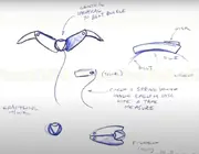 A sketch of how the grappling hook works.