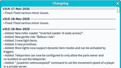 Changelog Theme Park Tycoon 2 Wikia Fandom - roblox how to script enable collide