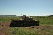 A Sho't tank in a memorial near the , Golan Heights