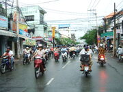 Motorbikes are the primary form of transportation in Vietnam.