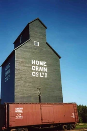 Home Grain Co. wooden cribbed elevator at the  in , .