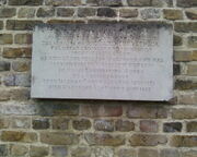 The plaque at St. Edmunds Burial Ground, East Hill, Dartford. With the words "Richard Trevithick Approximately 25ft from this wall lie the remains of Richard Trevithick. The great engineer and pioneer of high pressure steam. He died at the Bull Inn, Dartford and was carried here by fellow workers of Halls Engineering Works. To a paupers grave. Born Illogan, Cornwall April 13th 1771. Died ,  April 22nd 1833".