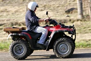 A typical ATV. The ergonomics are very similar to motorcycles, with a saddle and handlebar.