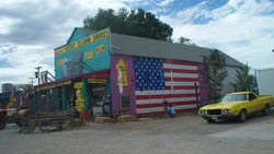 1972 Ranchero parked next to the historic Seligman Sundries Building along old  in 