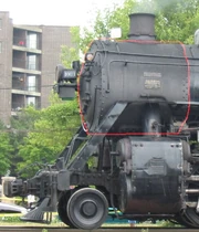 The smokebox (outlined in red) of .