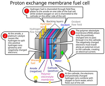 Construction of a high temperature : Bipolar plate as  with in-milled gas channel structure, fabricated from conductive  (enhanced with , , , and/or  for more conductivity);'"`UNIQ--ref-0000000A-QINU`"'  carbon papers; reactive layer, usually on the  membrane applied; polymer membrane.