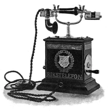 1896 Telephone, hand crank for magneto on right ()