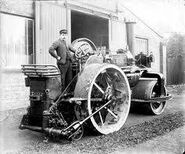 A 1920s ALLEN Steam Roadroller outside the Cowley factory