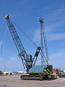 A 1980s Priestman Lion Crawlercrane Diesel working at Albert Docks in Hull