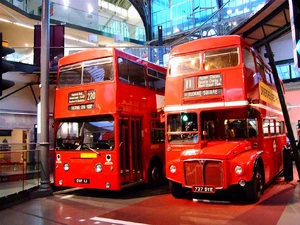 The front entrance London DMS class Fleetline (left) next to the   rear entrance class which it was meant to replace, but which eventually outlived the DMS in London service