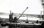 A 1900 Priestman Brothers Steam Excavator on a riverbarge