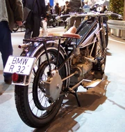 The exposed drive shaft on BMW's first motorcycle, the 