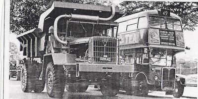 A 1962 AEC 1100 Diesel Dumptruck 4WD and a AEC Routeman bus