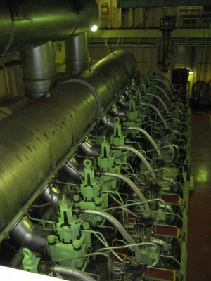 The  B&W 10K90MC-C  , found on large container ships and developing 58,600&nbsp;bhp (43,100&nbsp;kW).