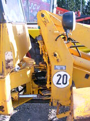 Close-up of articulated steering apparatus