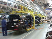 Part of an assembly line at a Geely plant in Ningbo, China, can be seen here.