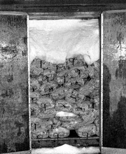 Top icing of bagged vegetables in a refrigerator car