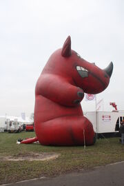 Red Rhino inflatable 'mascot' at LAMMA 10 - IMG 7676